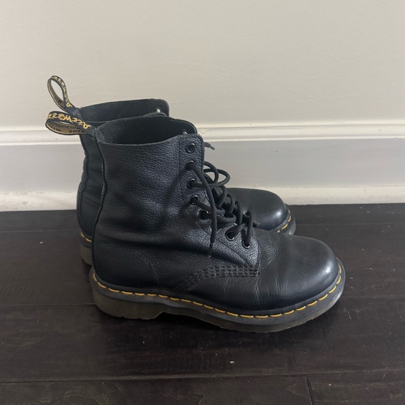 Dr. Martens Black Boots with Yellow Stitching - Picture 1 of 3